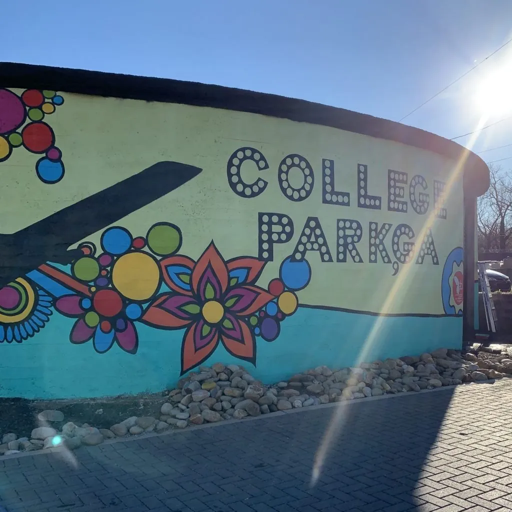 Colorful College Park, GA mural in the public art district